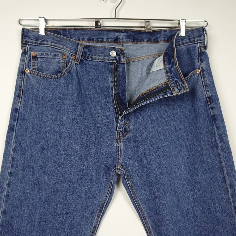 Levi's 505 Straight Leg Jeans Men's Size 42x32 Blue Denim Cotton